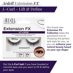 Ardell Lash Extension FX L Curl Invisiband application demonstrates lightweight, invisible band for natural look.