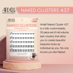 Ardell Naked Clusters 437 flared strands demonstrate airy dimension with natural finish.