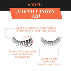 Ardell Naked Lashes 420 strip on-eye demonstrates seamless blend for a refreshed daytime look.