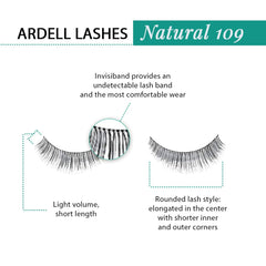 Ardell Natural Lashes 109 Black quad-pack packaging underscores reusable wear and premium quality.