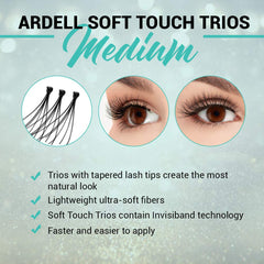 Ardell Soft Touch Trios individual lashes closeup reveals natural length and curl