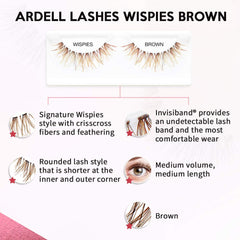Ardell Wispies Invisiband Brown offers an undetectable lash band for seamless application.