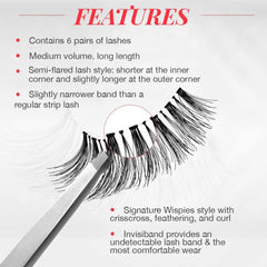 Ardell Wispies Black semi-flared design adds outer-corner definition.