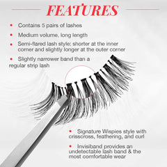 Ardell Wispy Lashes lightweight band blends with natural lashes