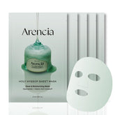 ARENCIA Hyssop Glow Sheet Mask pack closeup showing instant hydration for radiant skin.