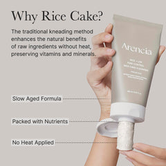 ARENCIA rice cake texture closeup shows chewy texture for gentle cleansing.