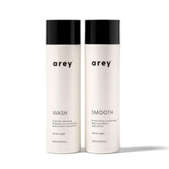 Arey Shower Duo pump bottle closeup highlighting easy daily application