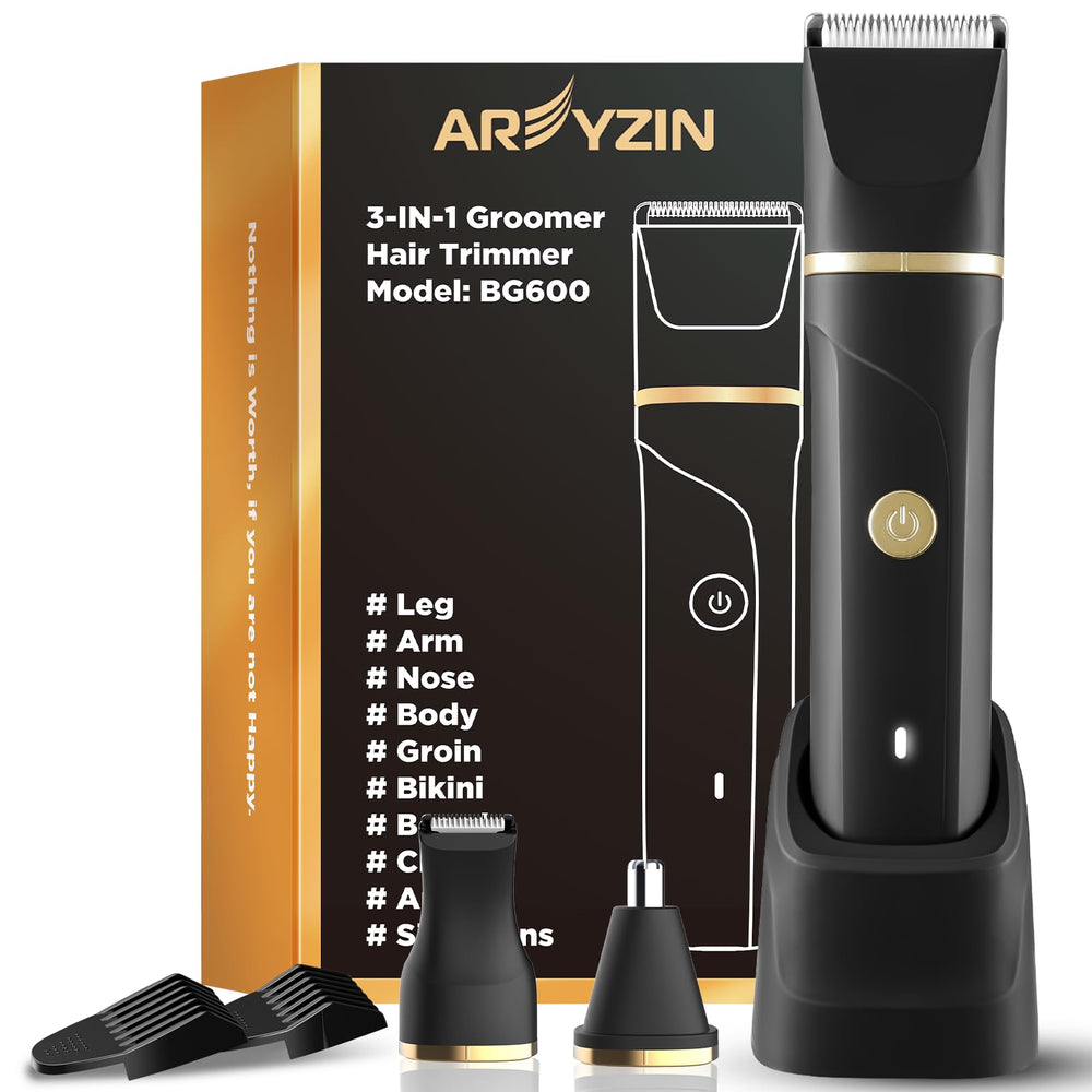 AREYZIN 3-in-1 body hair trimmer with nose trimming head for precise grooming