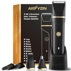 AREYZIN 3-in-1 body hair trimmer with nose trimming head for precise grooming