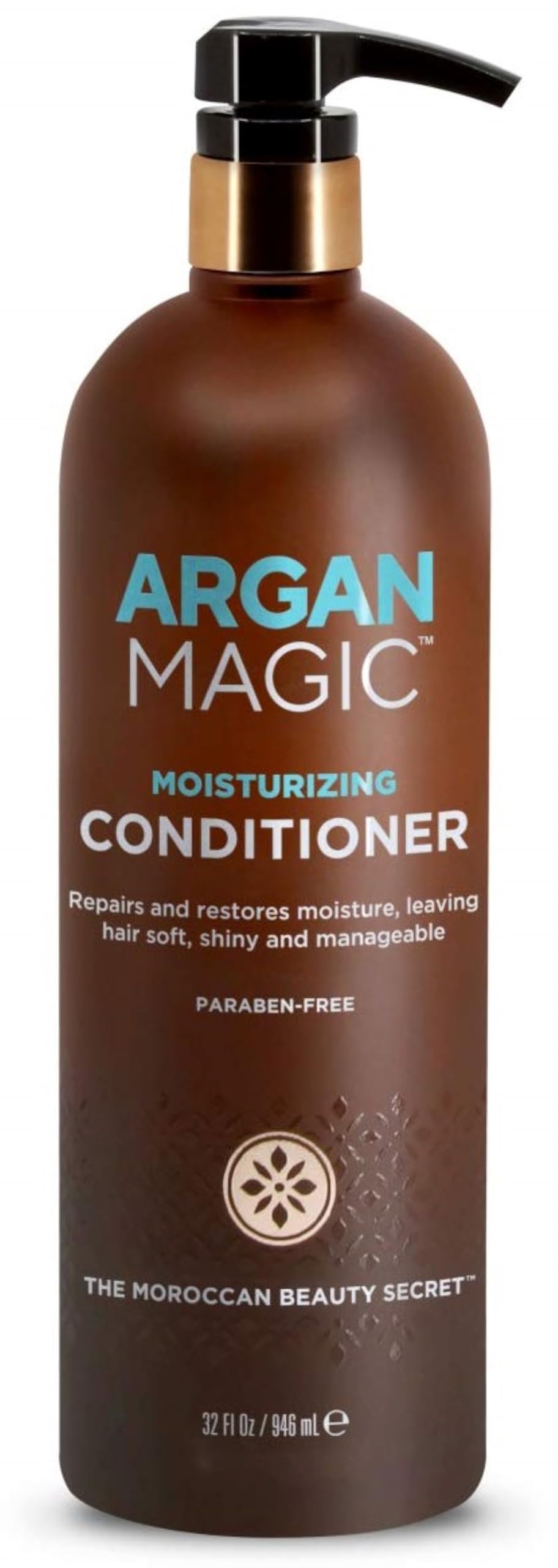 Argan Magic Moisturizing Conditioner bottle delivers deep hydration for damaged hair.