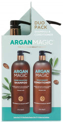 Argan Magic Shine Boosting Shampoo bottle highlights Argan Oil for glossy, frizz-controlled hair.