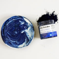Arganier Noir Blue Nila powder on skin illustrating glow and even tone potential