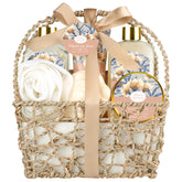 ArioseMonde home spa gift basket with Magnolia and Jasmine items for at-home relaxation