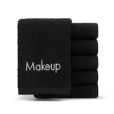 Arkwright Makeup Towels 6-pack, 13x13 black washcloths for gentle facial cleansing.