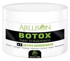 Arllison Botox Hair Treatment bottle closeup for frizz control