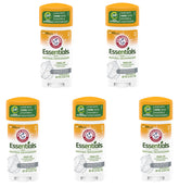 Arm & Hammer Essentials Unscented deodorant front view shows the five-pack for odor control.