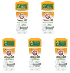 Arm & Hammer Essentials Unscented deodorant front view shows the five-pack for odor control.