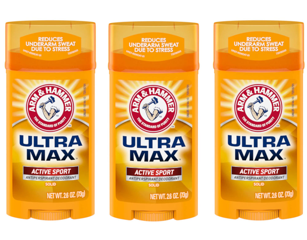 Arm & Hammer UltraMax Active Sport 3-pack bottle for all-day protection during workouts.