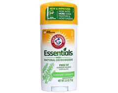 Arm & Hammer Essentials Natural Deodorant Fresh ingredients close-up highlights baking soda and plant extracts.