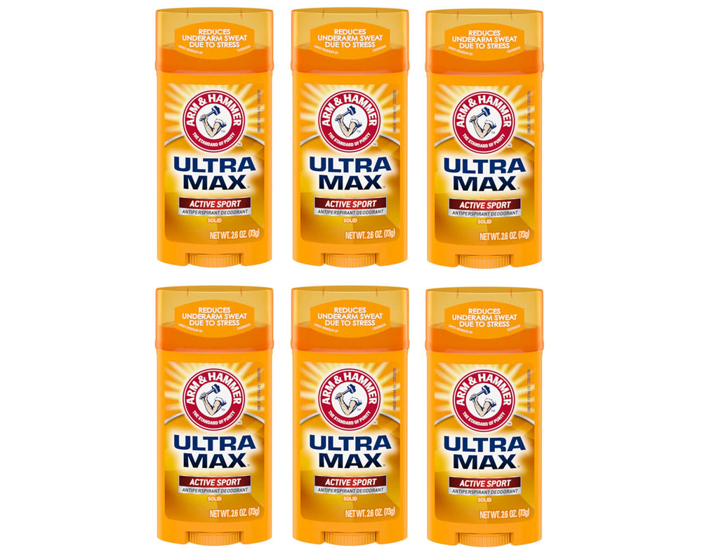 Arm & Hammer Ultramax Active Sport deodorant stick closeup with long-lasting protection