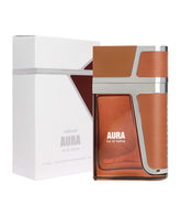 Armaf Aura bottle closeup showing amber oriental fragrance for evening wear