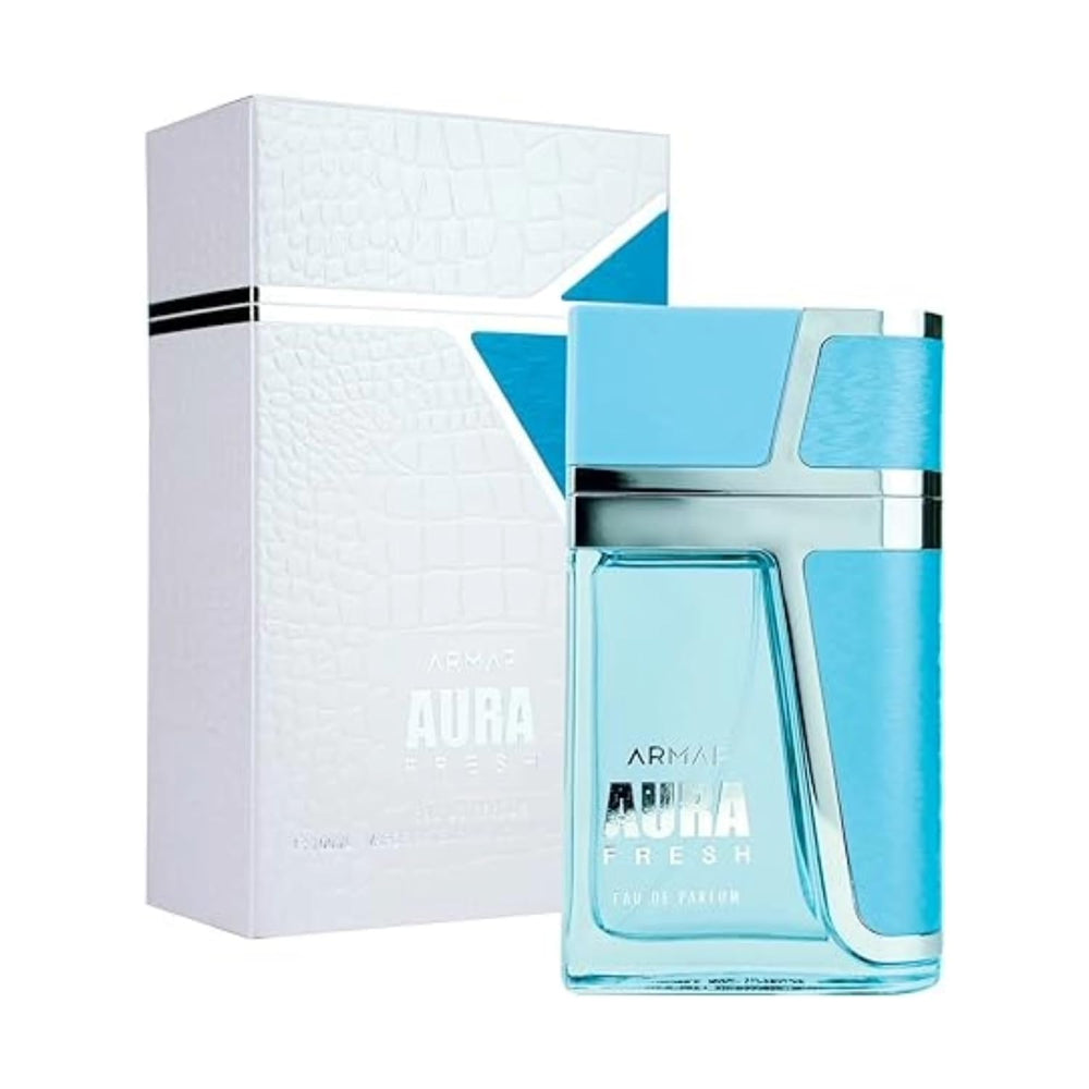 Armaf Aura Fresh bottle front view for men, premium woody aroma.