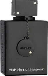 Armaf Club De Nuit Intense Man bottle front view, long-lasting woody-spicy fragrance for day and night.