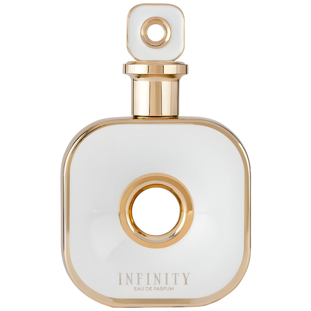 Armaf Infinity for Women bottle close-up highlights timeless elegance for daily confidence.