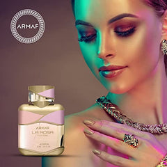 Armaf La Rosa Pour Femme application gesture previews spray use.