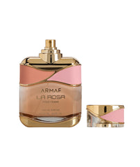 Armaf La Rosa Pour Femme packaging display highlights premium presentation for gifting.