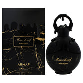 Armaf Miss Mystique bottle front showcases chic design for everyday elegance and intrigue.