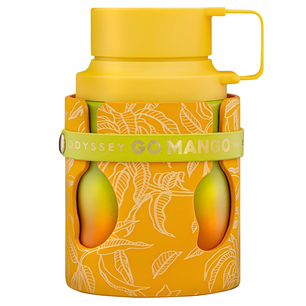 Armaf Odyssey Go Mango bottle front showing tropical vibe for daytime wear