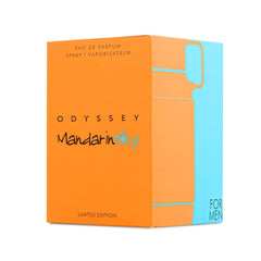 Armaf Odyssey Mandarinsky packaging box: sleek design evokes sophistication and gift-ready appeal.