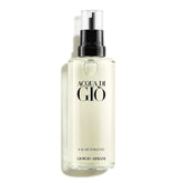 Armani Beauty Acqua di Gio refill bottle top close-up showing easy at-home replenishment.