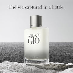 Armani Beauty Acqua di Gio spray application on pulse points for lasting freshness.