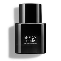 Armani Beauty Code bottle highlights the rounded-square design for premium everyday wear.