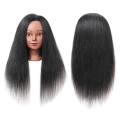 Armmu mannequin head black hair close-up for realistic styling detail.