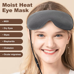 Aroma Season heated eye mask side wear demonstrates ergonomic fit for dry-eye relief.