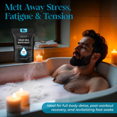 Aromasong Dead Sea Salt Bath in tub offers a spa-like soak.