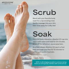 Aromasong foot-relief soak with magnesium flakes for comfortable feet.