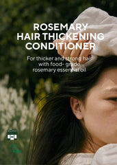 AROMATICA rosemary conditioner packaging highlights vegan formula for all hair types.