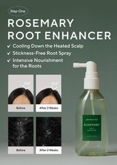 AROMATICA Rosemary Water serum bottle highlights nourishing scalp treatment.
