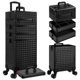 AROUS 5-in-1 rolling makeup train case top compartment, ideal for compact travel-ready kits.
