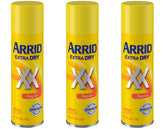 Arrid Extra Dry spray pack-of-3 bottles offering long-lasting odor protection.