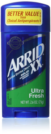 Arrid XX Solid Deodorant packshot shows six-pack for long-lasting freshness all day