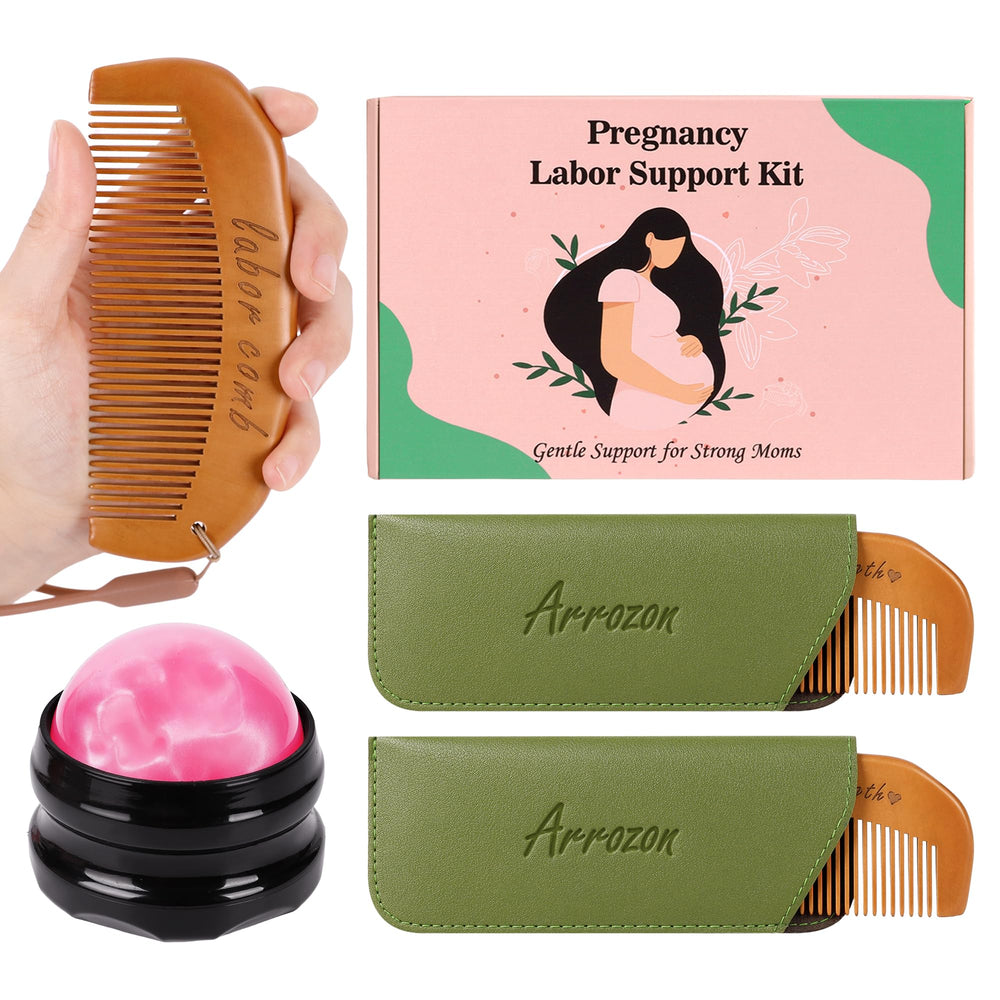 Arrozon labor comb kit packaging highlights complete birth bag essentials