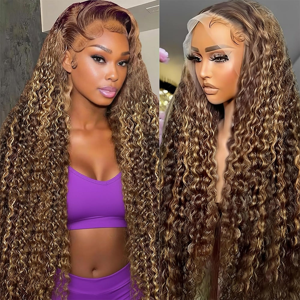 Arseomi 30inch highlight ombre lace front wig front view for natural hairline and daily versatility.