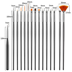 Artdone 31pcs nail art brushes closeup highlighting fine bristles and precision control