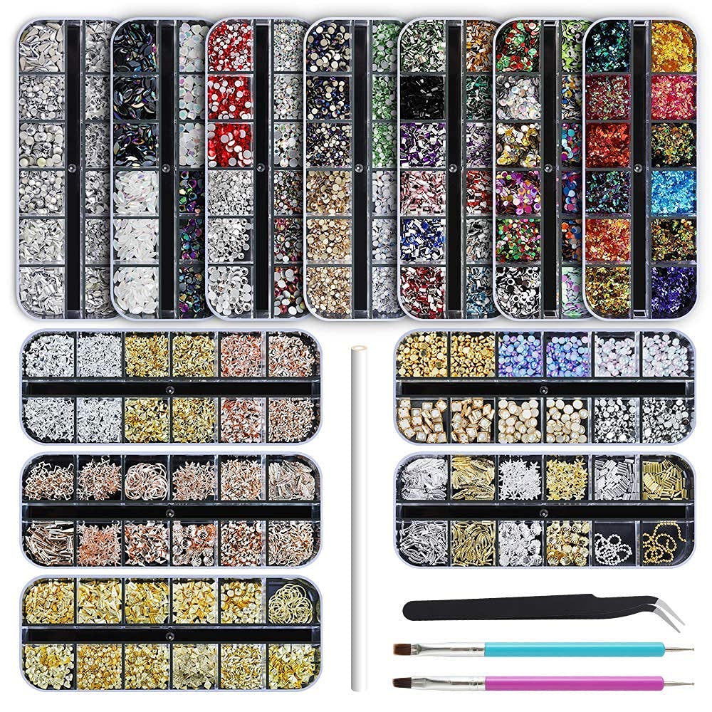 Artdone nail rhinestones close-up showing vibrant shapes for creative nail art.