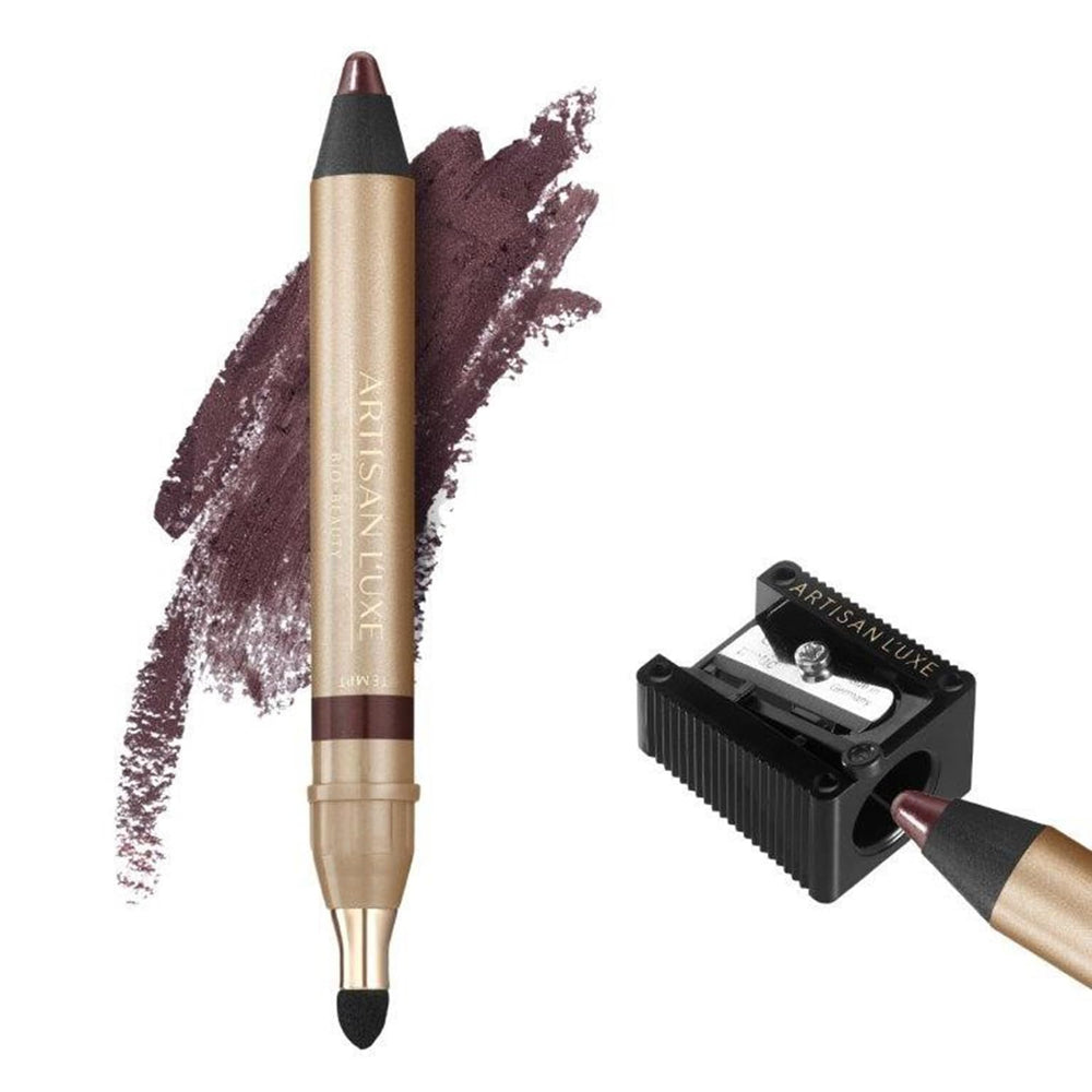 Artisan L'uxe Velvet Jumbo Eyeliner Deep Plum swatch shows rich color payoff.
